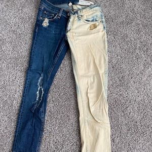 Half bleached skinny jeans
